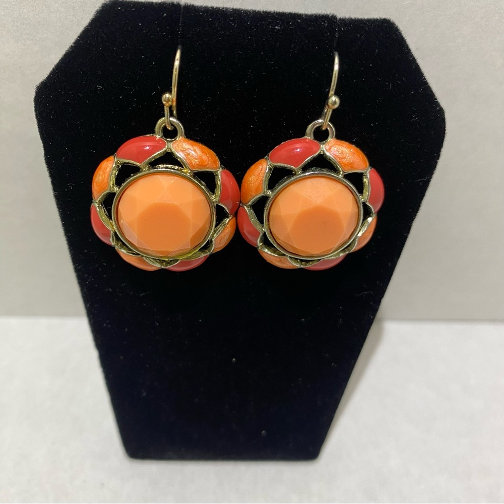 Vintage Orange and Red Dangle Earrings